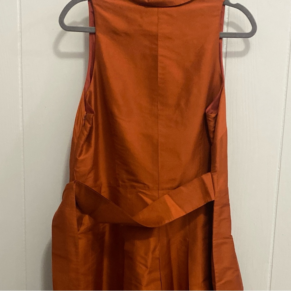 Anne Klein Orange Dress Sleeveless Belted 100% Silk Size 14 - Picture 5 of 10